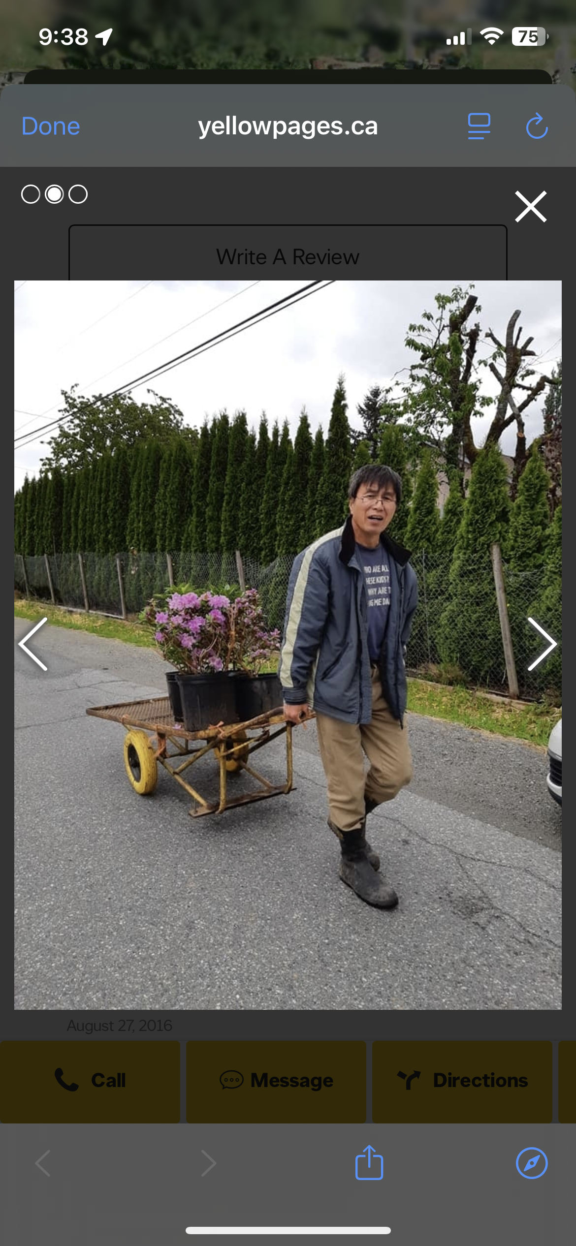 Luke wheeling a beautiful rhododendron plant on a cart